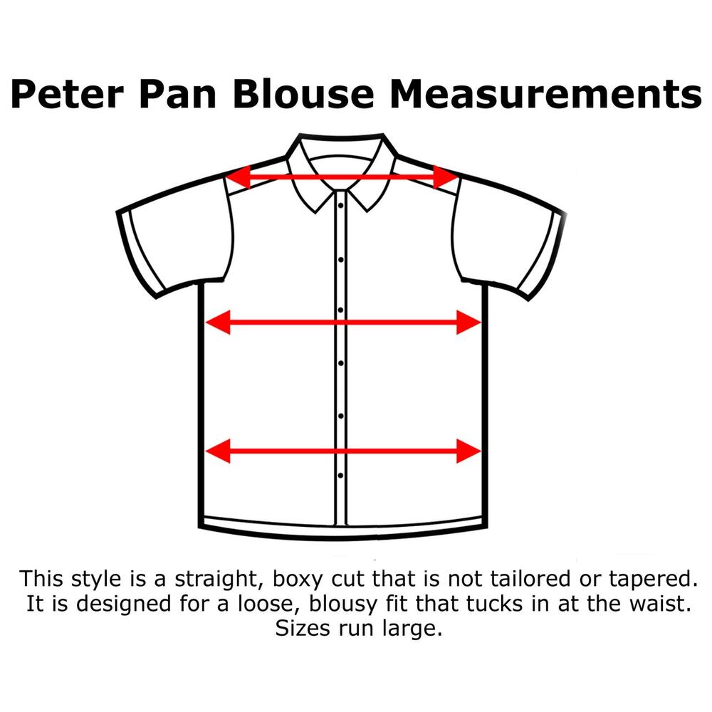 White Peter Pan Collar Short Sleeve Blouse Button Up Poly Cotton Adult Sz Large - Picture 6 of 7